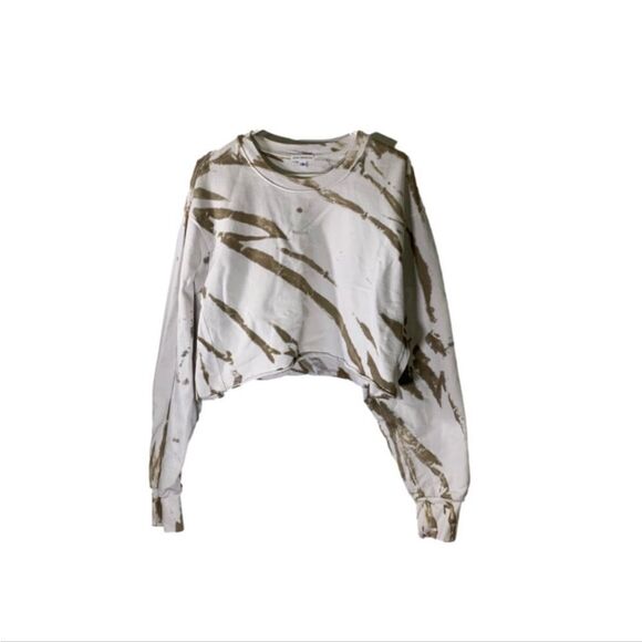 Good American Size‎ 4 White and Tan Cropped Cool Sweatshirt - Picture 2 of 6